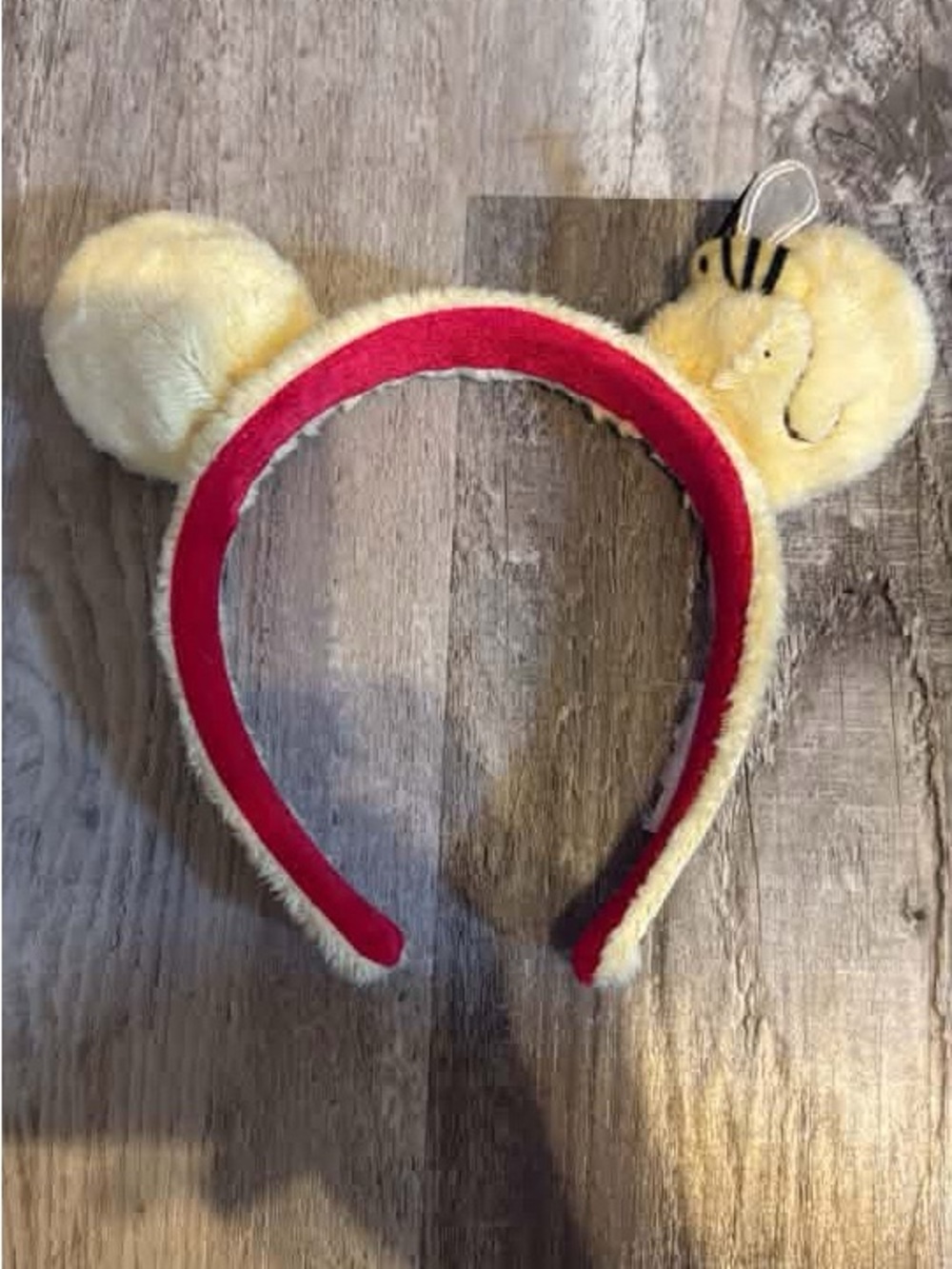 Disney Yellow Plush Bear Ear Headband with Red Inner Band